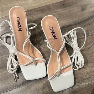 Women's White Strappy Heels by WOMS